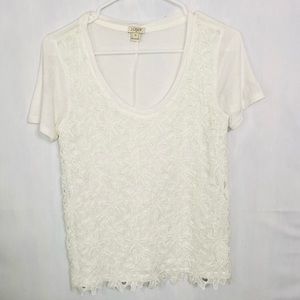J.CREW, LACE White T-shirt, size XS